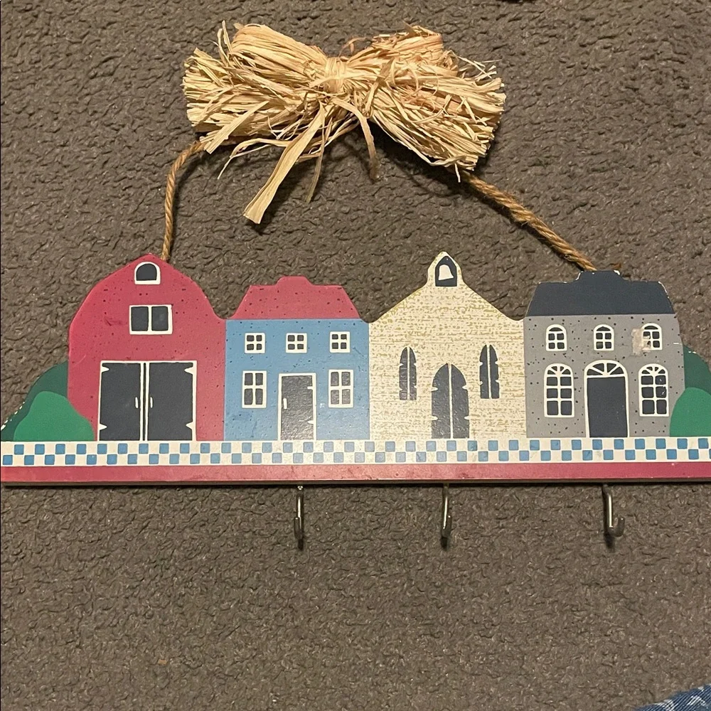 Avon Village House Wall Hook in Red, Blue, Cream, Gray
